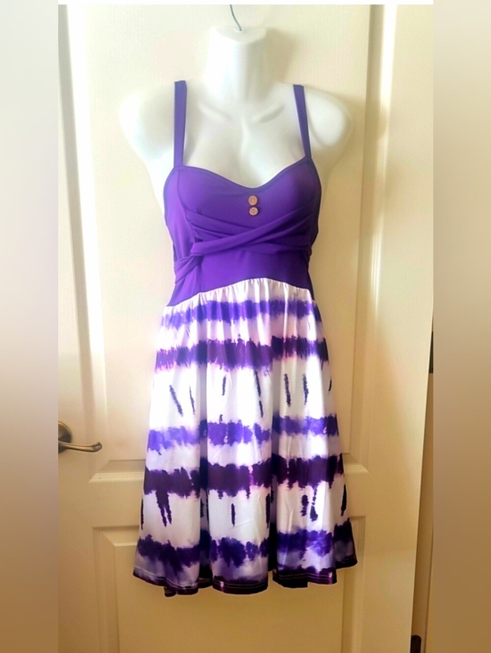 Girls Tied Dyed Dress Purple White Size XL 12-14